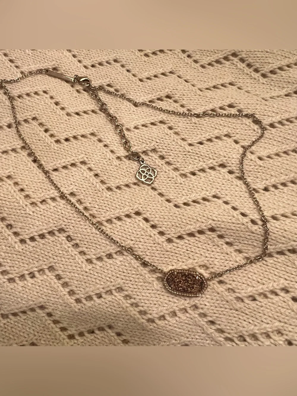 Kendra Scott Elisa Rose Gold Pendant Necklace in Rose Gold Drusy